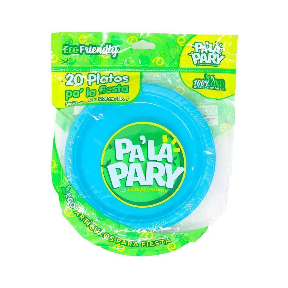 Producto - PLATO PA´ LA PARY AZUL CARIBE 20 PZ