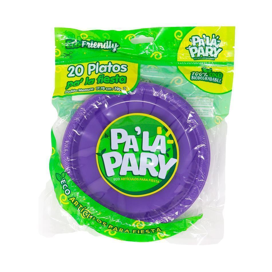 Producto - PLATO PA´ LA PARY MORADO NEON 20 PZ